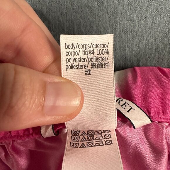 Victorias Secret XS Satin Pajama Lounge Pink Rose Stripe Sides Pull On Sleep Pan - Picture 5 of 8